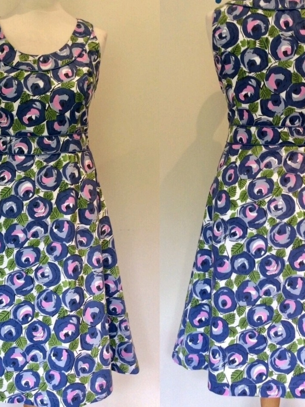Boden Women's Multicolor Above The Knee Dress Retro Rose Size 12 L - Picture 5 of 10